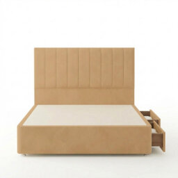 "Adore Designs Portland Plush Velvet Divan Bed, 50"" Headboard - 4Ft Small Double - Coffee - 2 Drawers Foot End" - thumbnail 2