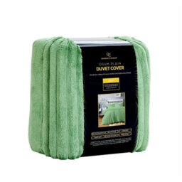 Home Luxe Interiors Plush Faux Fur Chunky Ribbed Green Bedding Duvet Cover Set - thumbnail 2