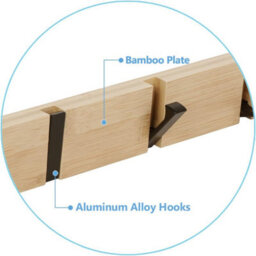 Wall-Mounted Coat Rack With 3 Retractable Hooks, For Hanging Coats, Scarves, Handbags And More, Natural - thumbnail 3