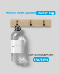 Wall-Mounted Coat Rack With 3 Retractable Hooks, For Hanging Coats, Scarves, Handbags And More, Natural - thumbnail 7