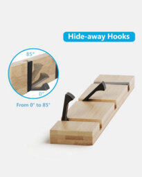 Wall-Mounted Coat Rack With 3 Retractable Hooks, For Hanging Coats, Scarves, Handbags And More, Natural - thumbnail 2