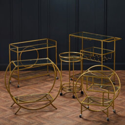 LPD Zenor Gold Console Table With Glass Shelves Elegant Metal Frame H 80 X W 90 X L 40 Cm - thumbnail 5