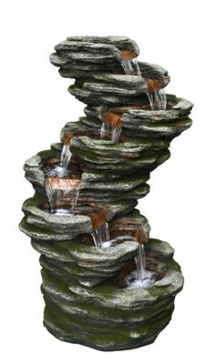 Outdoor Living UK Aqua Creations 7 Fall Slate Solar Water Feature With Protective Cover - image 1