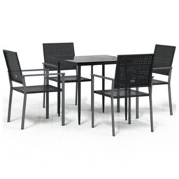 Berkfield 5 Piece Garden Dining Set Poly Rattan And Steel - thumbnail 2