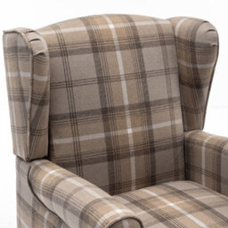 Wingback Tartan Armchair Soft Padded, Retro Check Leisure Chair Fabric Lounge - Brown - thumbnail 4