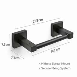 Billtix Black Square Stainless Steel Toilet Paper Holder, Wall Mounted Toilet Roll Holder Bathroom Accessories Roll Storage - thumbnail 2