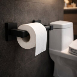 Billtix Black Square Stainless Steel Toilet Paper Holder, Wall Mounted Toilet Roll Holder Bathroom Accessories Roll Storage - thumbnail 7