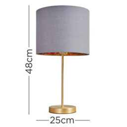 Valuelights Charles Gold Table Lamp With Grey/gold Shade And Bulb - thumbnail 5