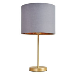 Valuelights Charles Gold Table Lamp With Grey/gold Shade And Bulb - thumbnail 2