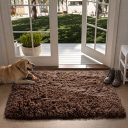 Oxford Homeware Shaggy Rug Anti-Slip Washable Soft Fluffy Living Room And Bedroom Rug (Brown, 50X80Cm) - thumbnail 1