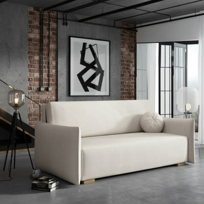 Viva Glov Iv Upholstered Sofa Bed With Storage Compartment Chipboard Wood Frame Wavy Springs 174X98X85Cm White - image 1