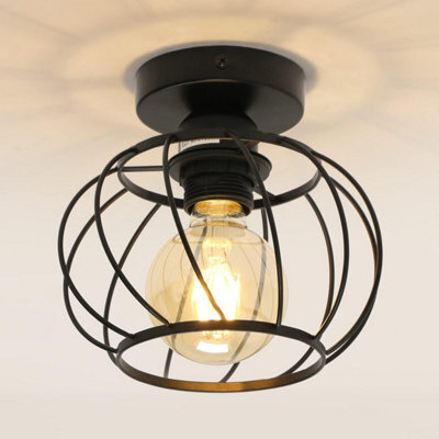 Pheashine Black Circular Iron Ceiling Light 18.5X18.5Cm With E27 Bulb Socket - image 1