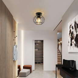 Pheashine Black Circular Iron Ceiling Light 18.5X18.5Cm With E27 Bulb Socket - thumbnail 3