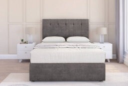 "Sloomy Highbury Slate Naples Divan Bed Base No Drawers - 26"" Strutted Headboard 4'6 Double"