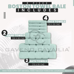 Gc Gaveno Cavailia 8 Piece Bostonian Oasis Towel Bale Set Duck Egg Quick Dry And Super Obsorbent Towel - thumbnail 2