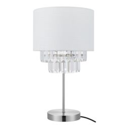GoodHome Crowle Cylinder Brushed Satin Silver Effect Table Lamp - thumbnail 3
