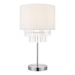 GoodHome Crowle Cylinder Brushed Satin Silver Effect Table Lamp - thumbnail 5
