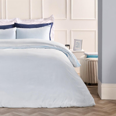 Ohs Plain Dyed Duvet Cover With Pillowcase Bedding Set, Light Blue - King - image 1