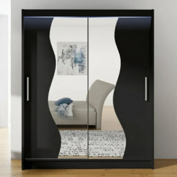 Mirrored Sliding Door Wardrobe Westa S Black With Rgb Led Lights - thumbnail 2
