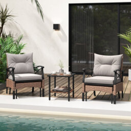 Costway 5 Piece Patio Furniture Set Outdoor Rattan Armchairs W/ Coffee Table & 2 Ottomans - thumbnail 4