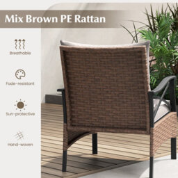 Costway 5 Piece Patio Furniture Set Outdoor Rattan Armchairs W/ Coffee Table & 2 Ottomans - thumbnail 7