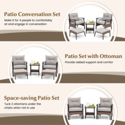 Costway 5 Piece Patio Furniture Set Outdoor Rattan Armchairs W/ Coffee Table & 2 Ottomans - thumbnail 6
