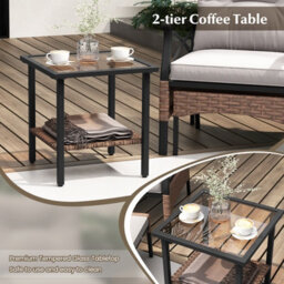 Costway 5 Piece Patio Furniture Set Outdoor Rattan Armchairs W/ Coffee Table & 2 Ottomans - thumbnail 8