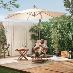 Vonhaus Wooden Garden Sun Lounger, Folding & Reclining Lounger, Removable Footrest & Cushion, Acacia Wood, Hudson - thumbnail 3