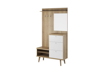 Arte Elegant Primo Hallway Unit H2000mm W1100mm D340mm In White And Oak Riviera - Stylish Entryway Solution - image 1