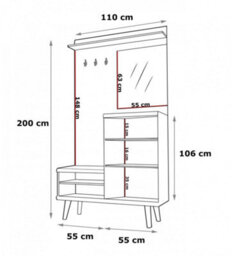 Arte Elegant Primo Hallway Unit H2000mm W1100mm D340mm In White And Oak Riviera - Stylish Entryway Solution - thumbnail 3