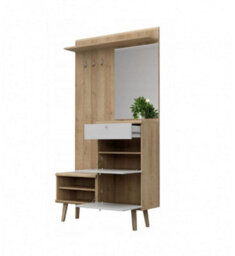 Arte Elegant Primo Hallway Unit H2000mm W1100mm D340mm In White And Oak Riviera - Stylish Entryway Solution - thumbnail 2