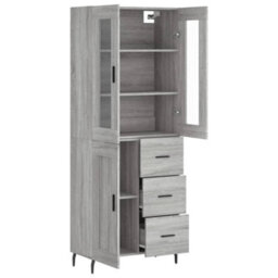 Berkfield Highboard Grey Sonoma 69.5X34X180 Cm Engineered Wood - thumbnail 4