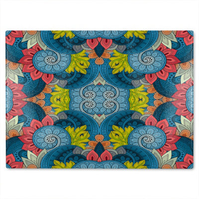 Benjamin Tate Design Tribal Pattern Ethnic Glass Chopping Boarddesigner Style - image 1