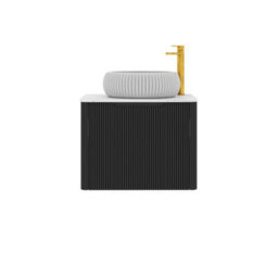Royal Bathrooms Avenza 600mm Matt Obsidian Black Wall Hung Bathroom Countertop Vanity Unit 1 Drawer With Milan Basin - thumbnail 6