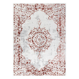 RugsX Carpet Allure 1961 Ornament, Frame - Structural, Stylish, Glamour White Pink 80X150 Cm - thumbnail 2
