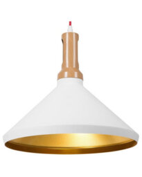 Wyld And Coco Aluminium Cone Pendant, Reflective Gold Interior, White Shade, Red Cord - thumbnail 1