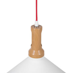 Wyld And Coco Aluminium Cone Pendant, Reflective Gold Interior, White Shade, Red Cord - thumbnail 4