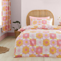 Catherine Lansfield Retro Daisy Reversible Duvet Cover Set With Pillowcase Pink - thumbnail 2