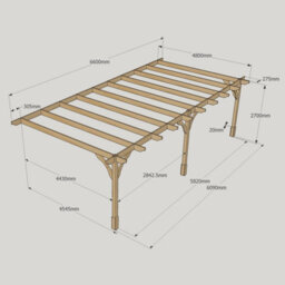 Rutland County Garden Furniture Wall Mounted Premium Pergola 3 Posts - Wood - L480 X W660 X H270 Cm - Rustic Brown - thumbnail 5