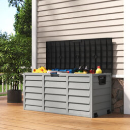 Living And Home 3.6 X 1.7 Ft Black 290L Top Waterproof Large Plastic Garden Storage Box With Wheels - thumbnail 3