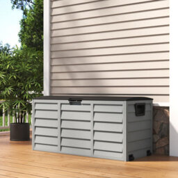 Living And Home 3.6 X 1.7 Ft Black 290L Top Waterproof Large Plastic Garden Storage Box With Wheels - thumbnail 1