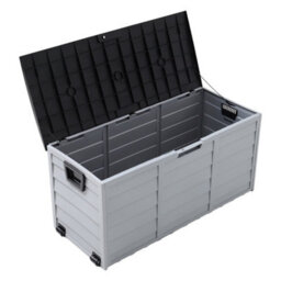 Living And Home 3.6 X 1.7 Ft Black 290L Top Waterproof Large Plastic Garden Storage Box With Wheels - thumbnail 5