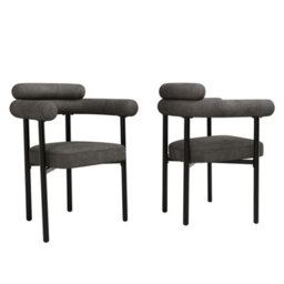 Btm Set Of 2 Cream Faux Suede Dining Armchairs With Armrests Modern Upholstered Chairs For Dining Room - thumbnail 9