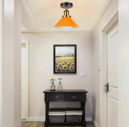 Flush Mount Ceiling Light For Hallway, Kitchen, Bedroom, Living Room E27 Ceiling Light Fixtures Orange Cone Shade No Bulb - thumbnail 2