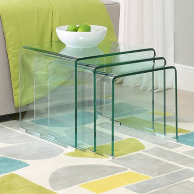 The Furniture Market Geo-Glass Clear Large Nest Of 3 Tables - image 1