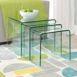 The Furniture Market Geo-Glass Clear Large Nest Of 3 Tables - thumbnail 3