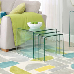 The Furniture Market Geo-Glass Clear Large Nest Of 3 Tables - thumbnail 2