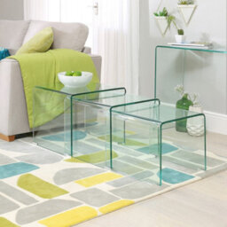 The Furniture Market Geo-Glass Clear Large Nest Of 3 Tables - thumbnail 6