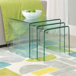 The Furniture Market Geo-Glass Clear Large Nest Of 3 Tables - thumbnail 1