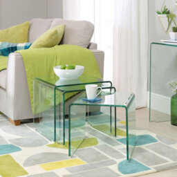 The Furniture Market Geo-Glass Clear Large Nest Of 3 Tables - thumbnail 4